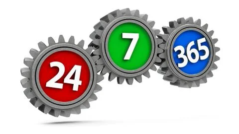 24/7/365 gears Stock Illustration