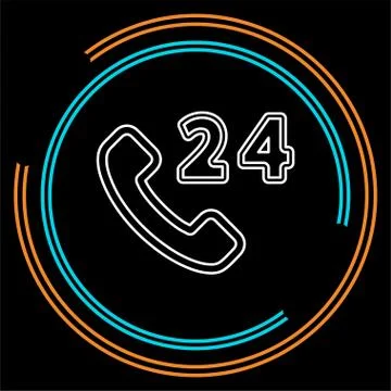 24h Call center - help icon, technical support Stock Illustration