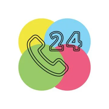 24h Call center - help icon, technical support Stock Illustration