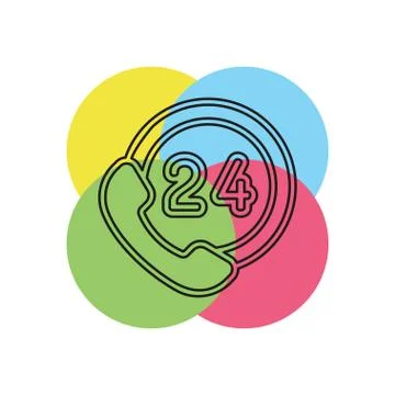 24h Call center - help icon, technical support Stock Illustration