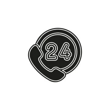 24h Call center - help icon, technical support Stock Illustration
