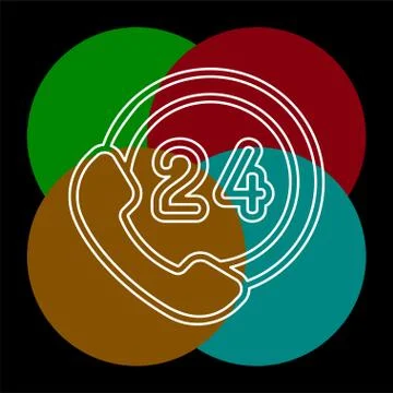 24h Call center - help icon, technical support Stock Illustration