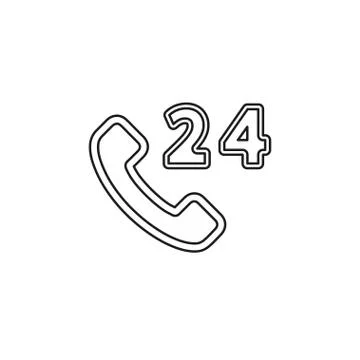 24h Call center - help icon, technical support Stock Illustration