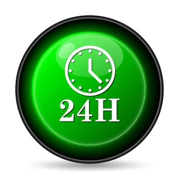  24h clock icon. internet button on white background.. 스톡 일러스트