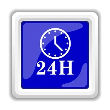 24H clock icon. Internet button on white background.. Stock Illustration