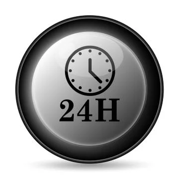 24H clock icon. Internet button on white background.. Stock Illustration
