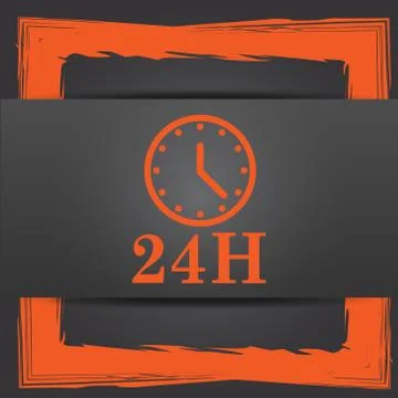 24H clock icon. Internet button on grey background.. 스톡 일러스트