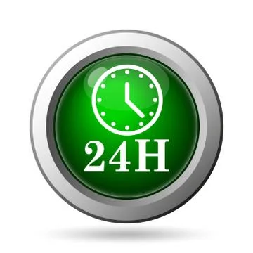 24H clock icon. Internet button on white background. Stock Illustration