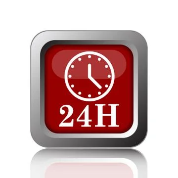 24H clock icon. Internet button on white background. Stock Illustration