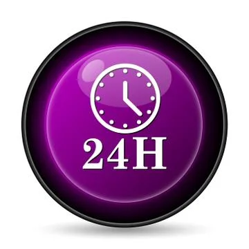 24H clock icon. Internet button on white background.. Stock Illustration