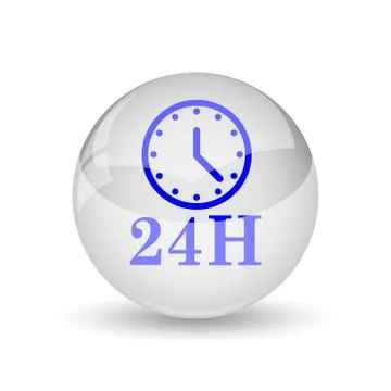 24H clock icon. Internet button on white background.. Stock Illustration
