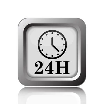 24H clock icon. Internet button on white background.. Stock Illustration