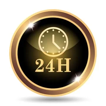24H clock icon. Internet button on white background.. Stock Illustration
