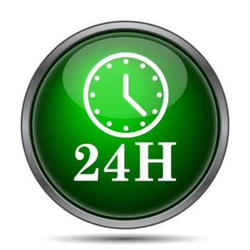 24H clock icon. Internet button on white background.. 스톡 일러스트