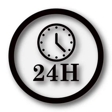 24H clock icon. Internet button on white background.. Stock Illustration