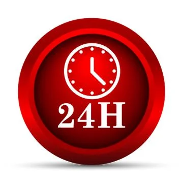 24H clock icon. Internet button on white background.. Stock Illustration