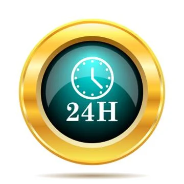 24H clock icon. Internet button on white background.. 스톡 일러스트