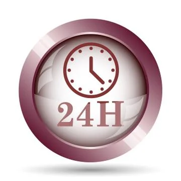 24H clock icon. Internet button on white background.. Stock Illustration