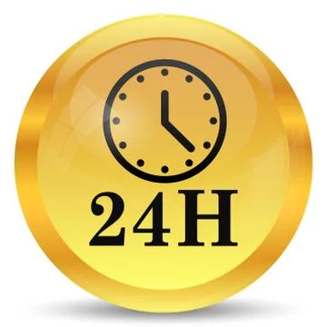 24H clock icon. Internet button on white background.. Stock Illustration