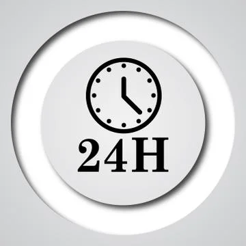 24H clock icon. Internet button on white background.. 스톡 일러스트