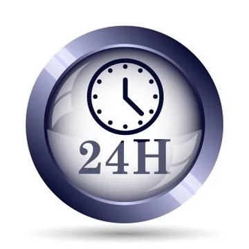 24H clock icon. Internet button on white background.. Stock Illustration
