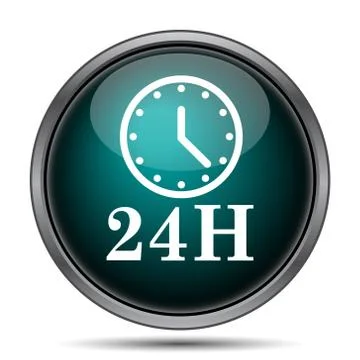 24H clock icon. Internet button on white background.. Stock Illustration