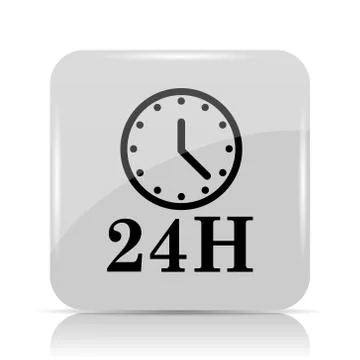 24H clock icon. Internet button on white background.. 스톡 일러스트