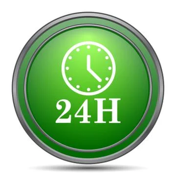 24H clock icon. Internet button on white background.. Stock Illustration