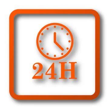 24H clock icon. Internet button on white background.. Illustrazione stock