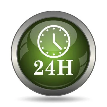 24H clock icon. Internet button on white background. . Stock Illustration