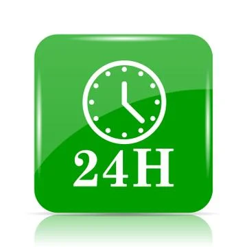 24H clock icon. Internet button on white background.. Stock Illustration