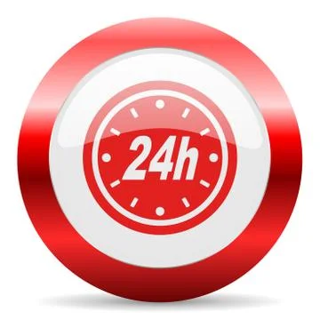 24h glossy web icon Stock Illustration