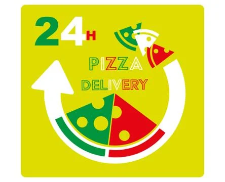 24H PIZZA DELIVERY VECTOR Stock Illustration