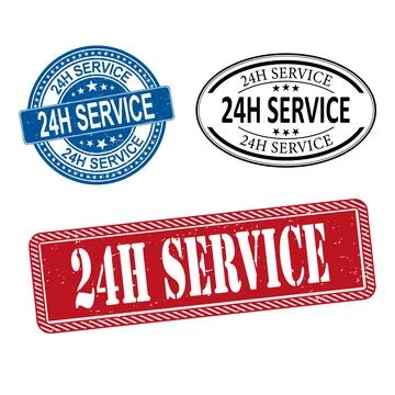 24h service stamp set vector illustration on a white background Illustrazione stock