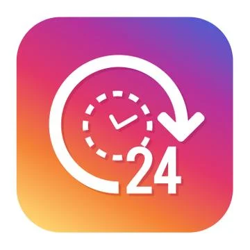 24h support icon with hipster button. eCommerce button. Shopping symbol. Stock Illustration