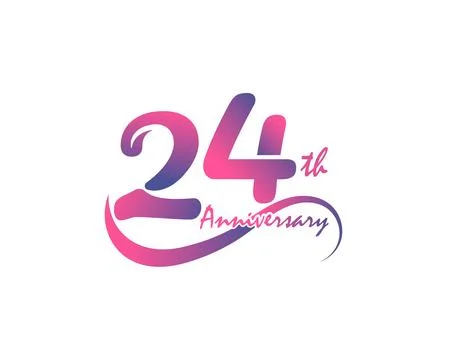 24th anniversary logo design, vector illustration Illustrazione stock