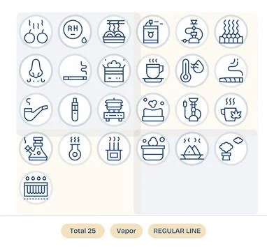 25 128x128 Regular Line Grid Fitted Vector Icons for Vapor Projects Stock Illustration