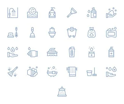 25 256x256 Regular Line Vector Icons for Sanitation with Editable precision Illustrazione stock