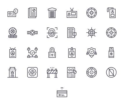 25 256x256 Regular Line Vector Icons optimized for Access Control PIXEL Per.. Ilustración de archivo