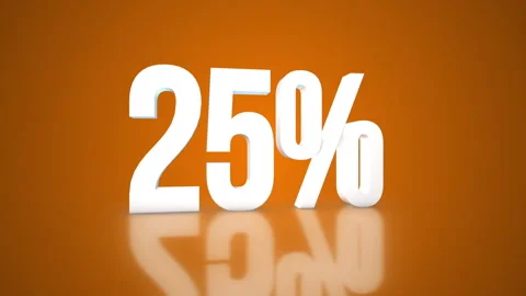 25% 3D Text spinning on an orange background. 360 Looped video. 4K 動画素材 276684520