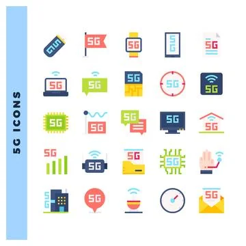 25 5G Flat icon pack. vector illustration. Ilustración de archivo