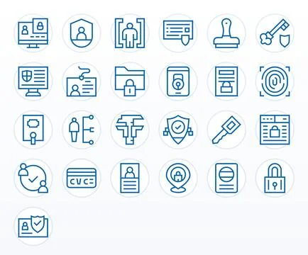 25 64x64 Regular Line Vector Icons for Authentication with Editable precision イラスト素材