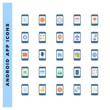 25 Android App Flat icon pack. vector illustration. Stock Illustration