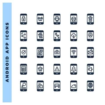 25 Android App Lineal Fill icon pack. vector illustration. Stock Illustration