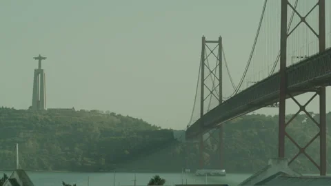 25 Of April Bridge At Sunset In Lisbon, Portugal Stock Footage 273786848
