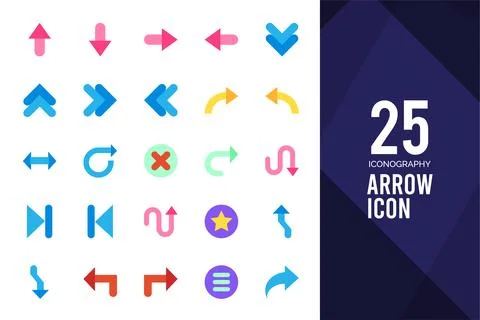 25 Arrow Flat icon pack. vector illustration. 스톡 일러스트
