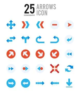 25 Arrows Flat icon pack. vector illustration. 스톡 일러스트