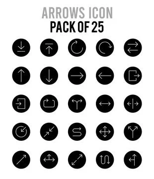 25 Arrows Glyph icon pack. vector illustration. Stock Illustration