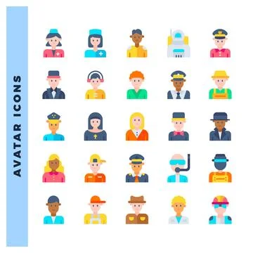 25 Avatar Flat icons pack. vector illustration. Stock Illustration