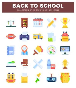 25 Back to School Icons Collection featuring educational and recreational i.. Illustrazione stock